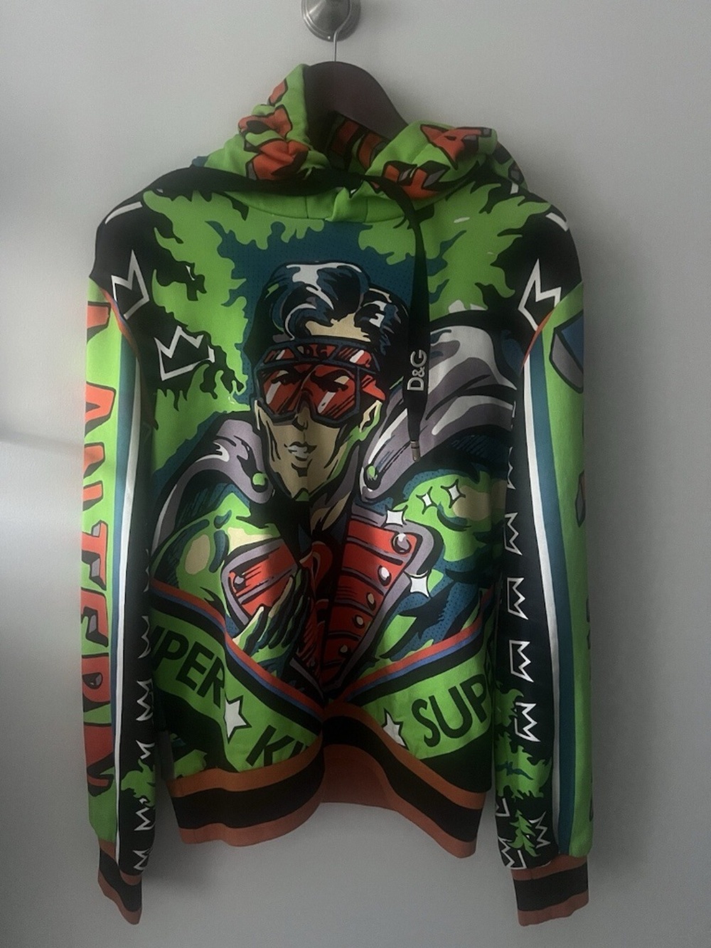 Dolce Gabbana Men’s Superhero King Print Hoodie In Multicolor Size 48